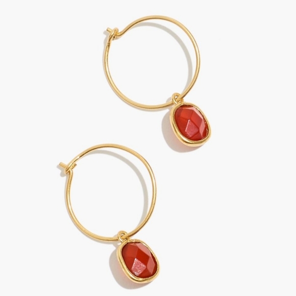 Madewell Jewelry - MADEWELL Carnelian Semi Precious Stone Gold Hoops